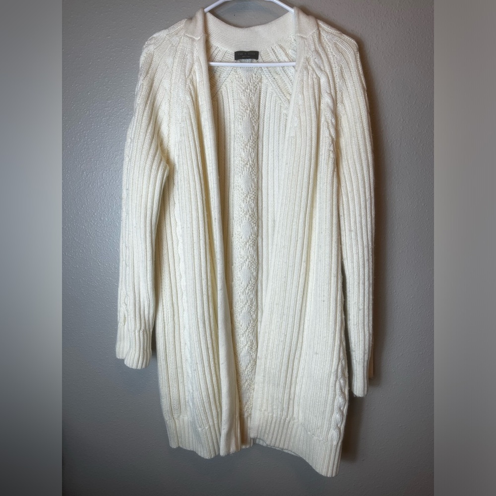 Rag & Bone Cream Chunky Knit Wool Blend Open Style Cardigan Size M